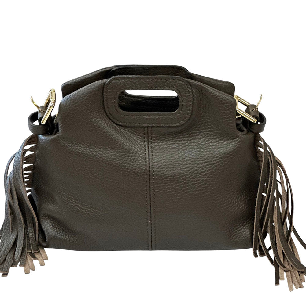 Nazareth Italian Leather Fringe Bag - Made In Italy