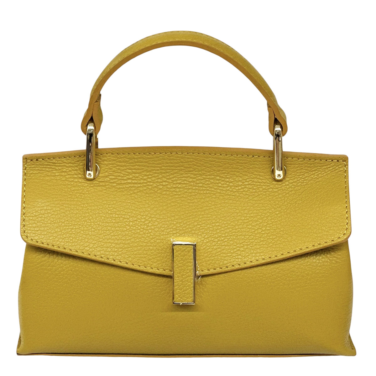 Casimira Compact Italian Leather Envelope Flap Top Handle Bag - Made In Italy