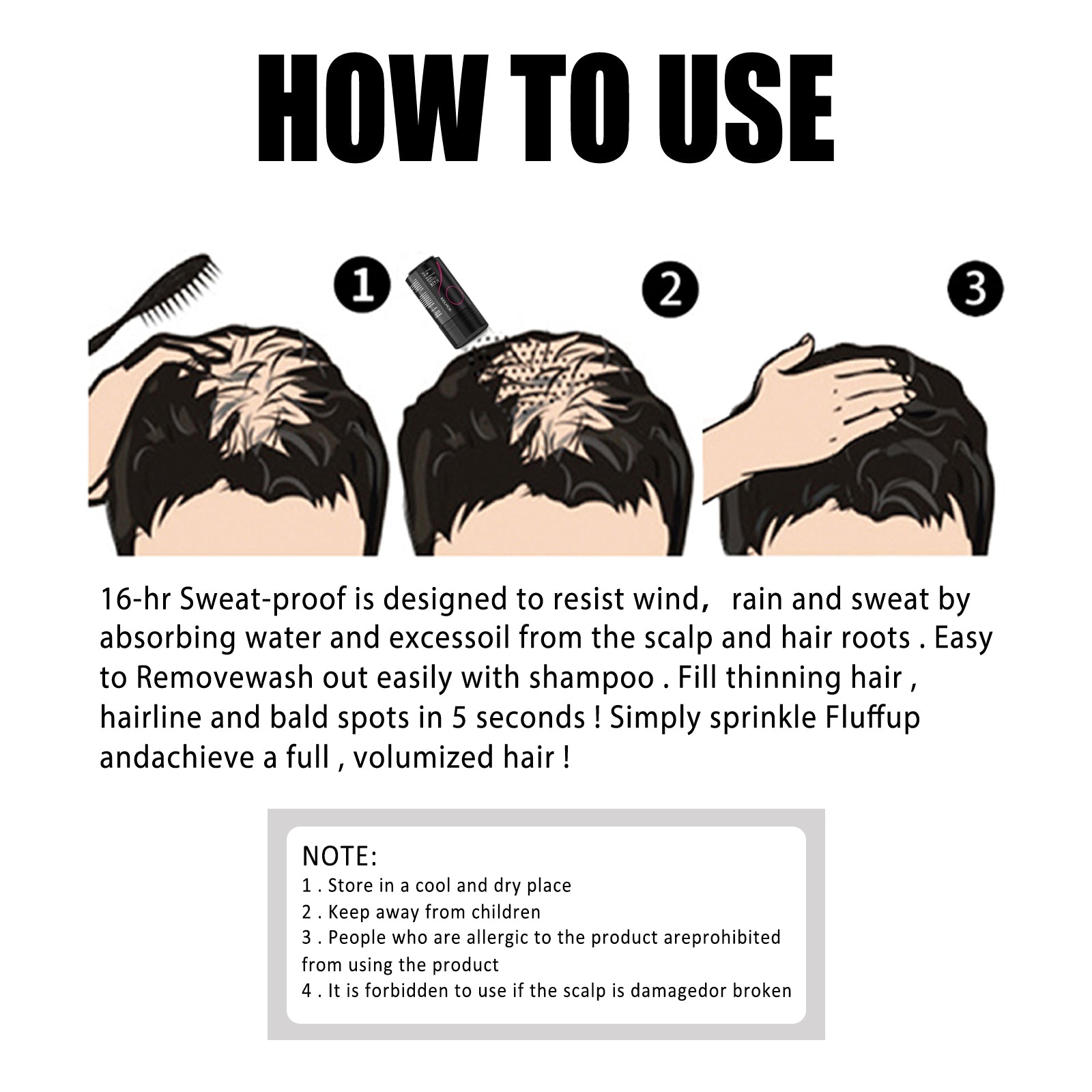 EELHOE Dense Hair Fiber Powder, Increased Hair Fiber Dense Hair Beauty Hair Plant Fiber Powder