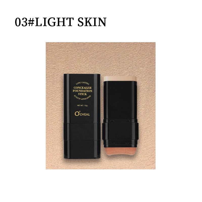 Oqianya Cream Foundation Concealer Long-Lasting Solid Foundation Dual-Purpose Powder Puff Brush