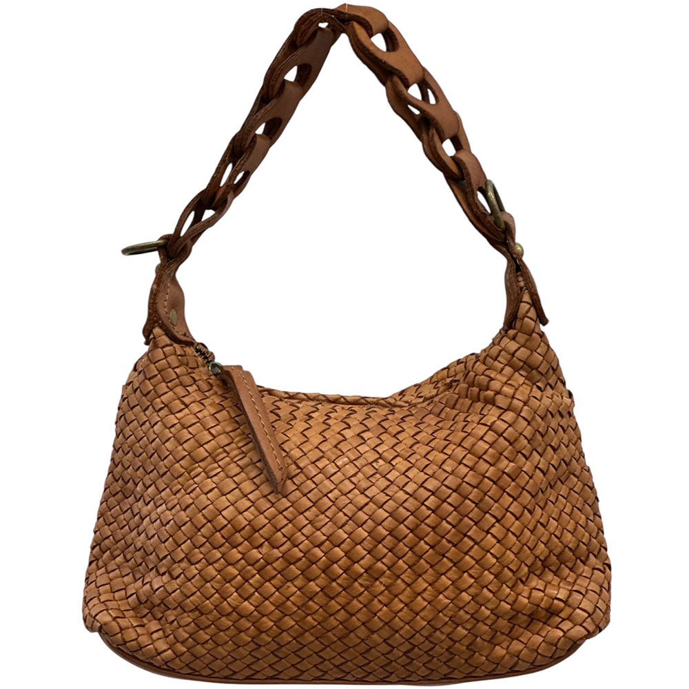 Elarisse Cow Leather Woven Hobo Bag - Made In Italy