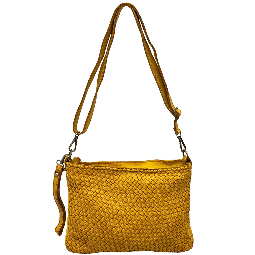 Elvaria Woven Handheld and Crossbody Bag in Calf Leather - Made In Italy