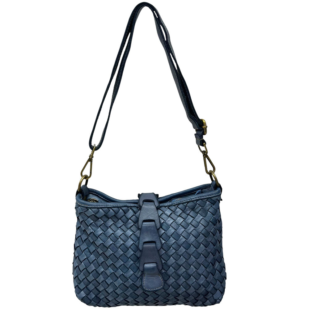 Brinella Woven Washed Cow Leather Crossbody Bag - Made In Italy