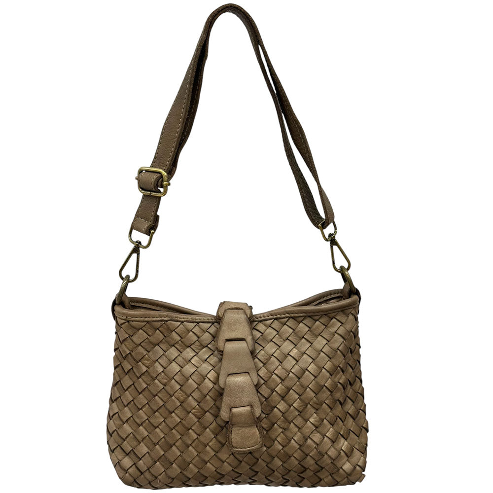 Brinella Woven Washed Cow Leather Crossbody Bag - Made In Italy