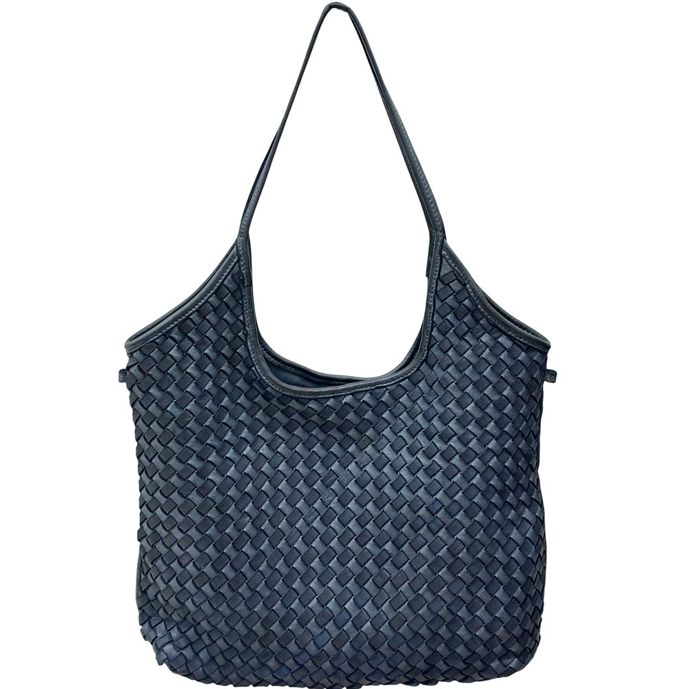Serenica Woven Soft Washed Cow Leather Hobo Bag - Made In Italy