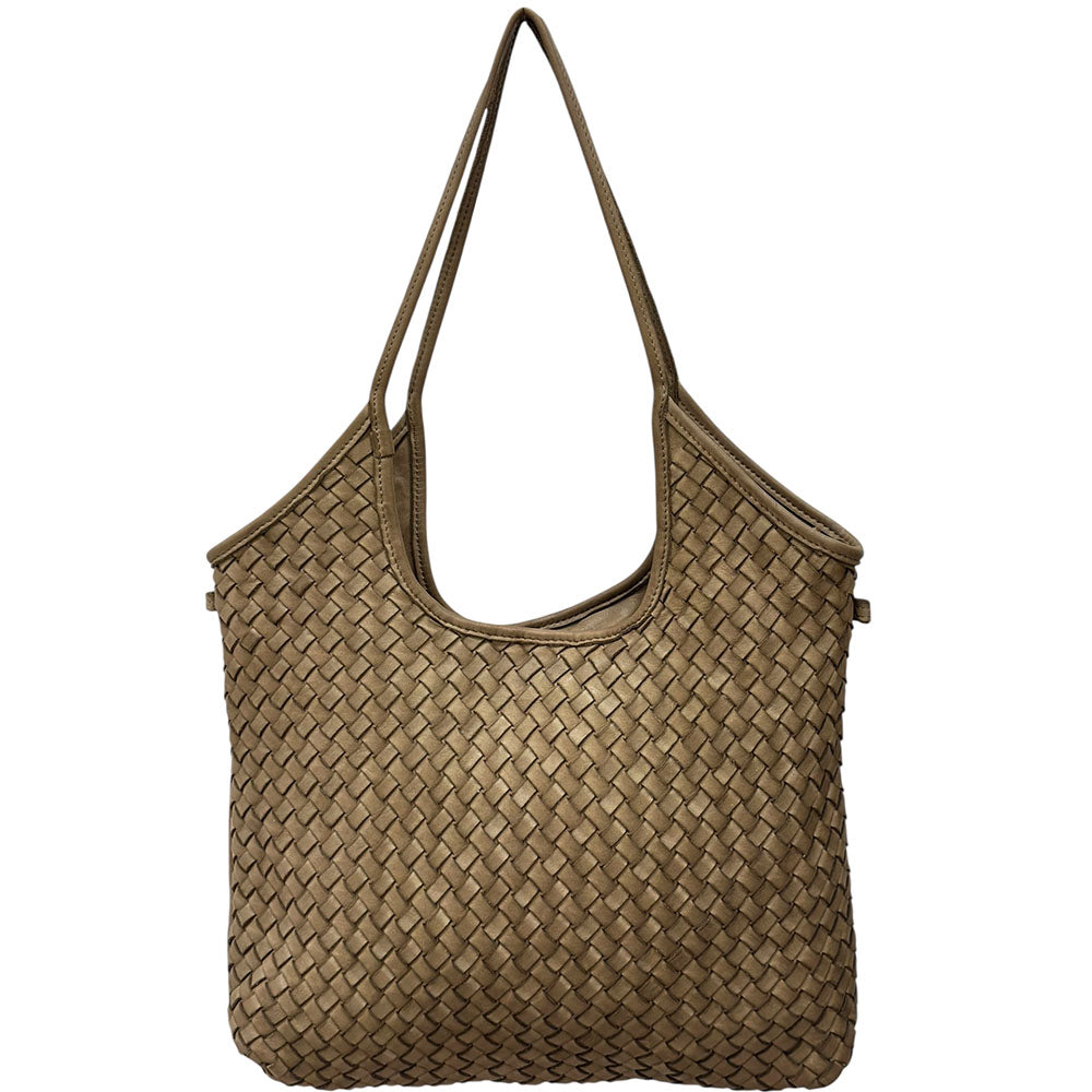 Serenica Woven Soft Washed Cow Leather Hobo Bag - Made In Italy