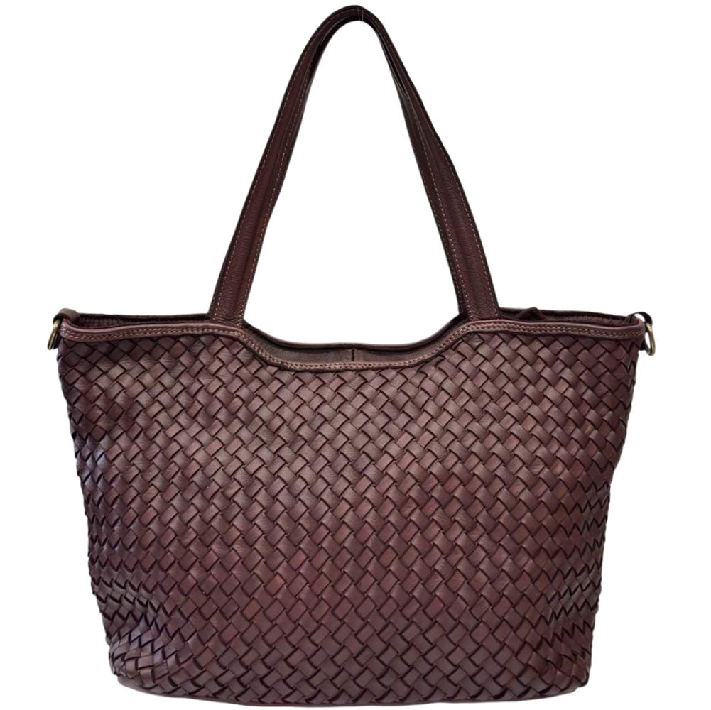 Orlena Woven Washed Calf Leather Shoulder Bag - Made In Italy