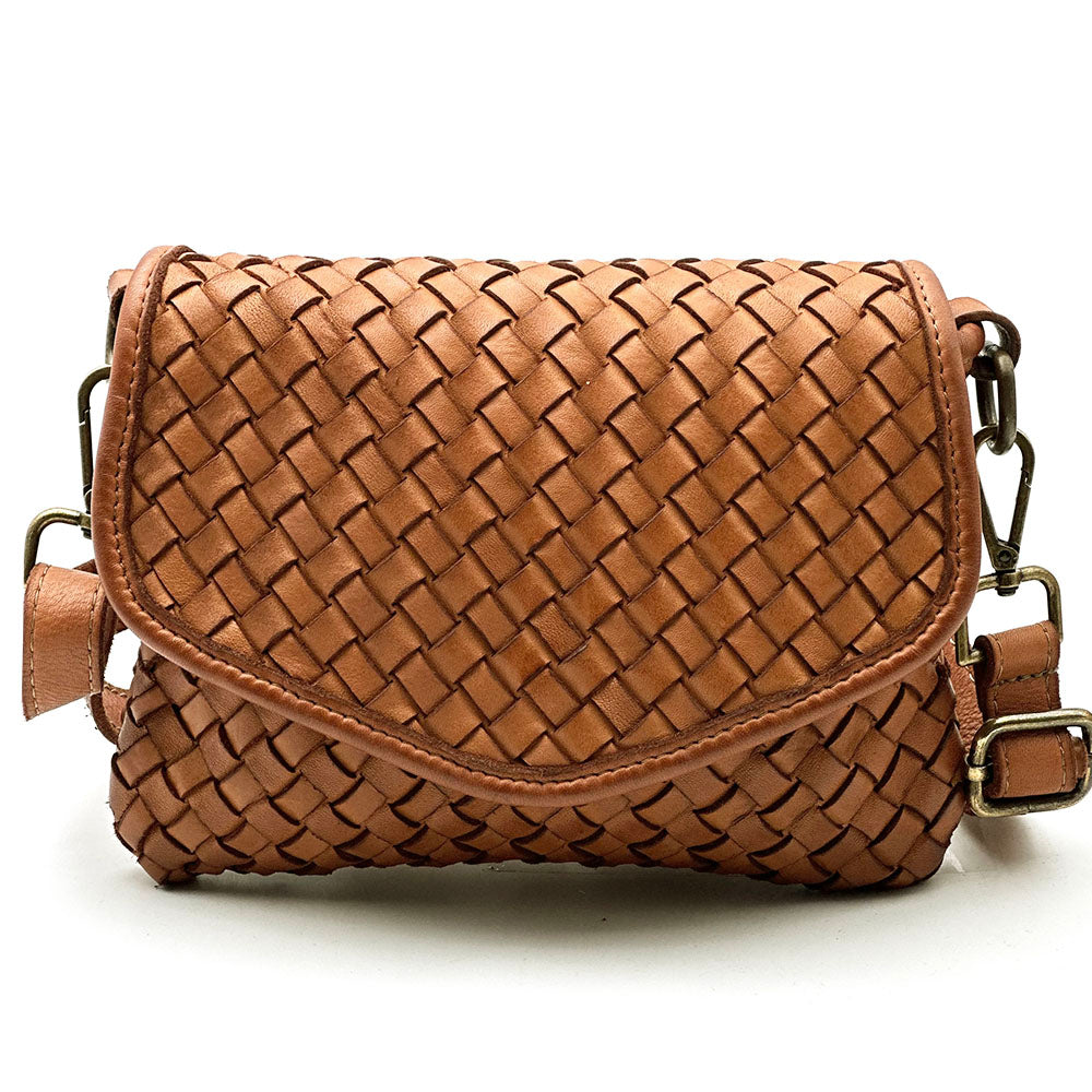 Bellavia Woven Cow Leather Crossbody Bag - Made In Italy