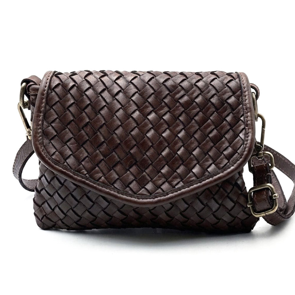 Bellavia Woven Cow Leather Crossbody Bag - Made In Italy