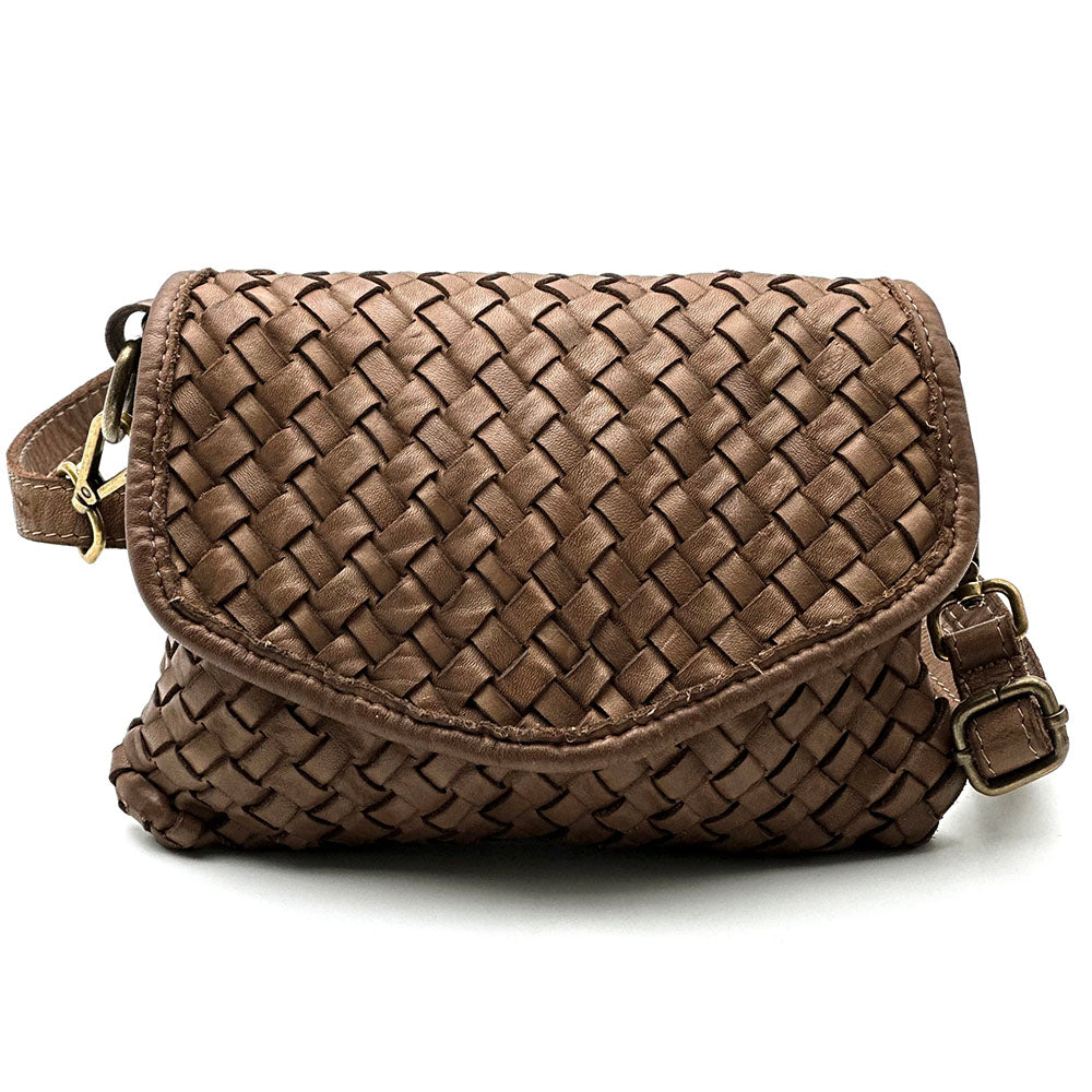 Bellavia Woven Cow Leather Crossbody Bag - Made In Italy