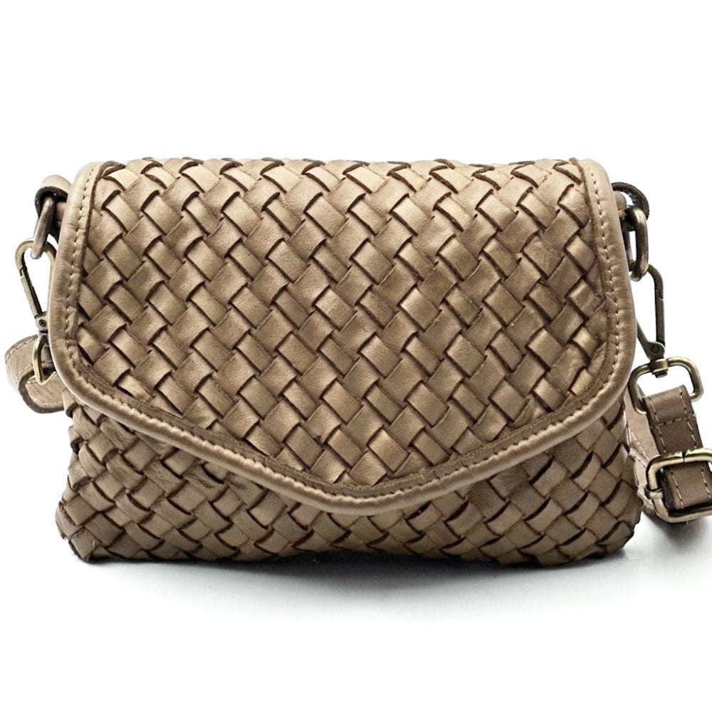 Bellavia Woven Cow Leather Crossbody Bag - Made In Italy