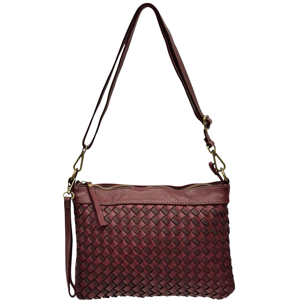 Norevia Woven Washed Cow Leather Crossbody Bag - Made In Italy