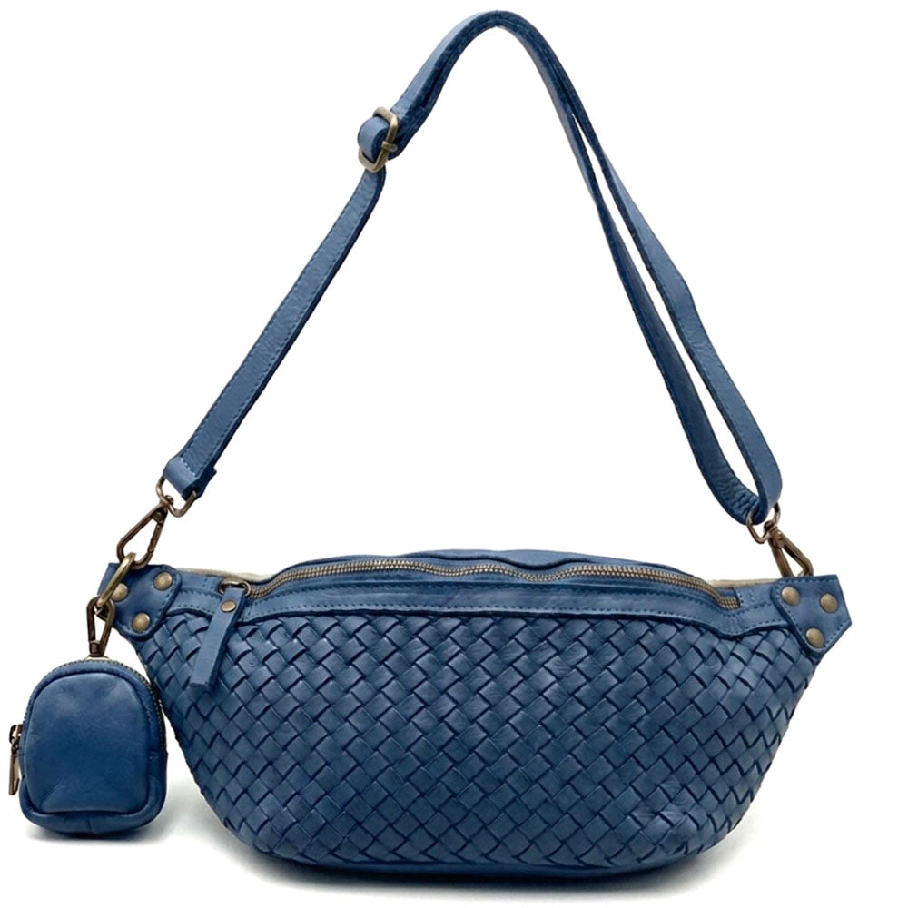 Nissim Leather Woven Sling Bag - Made In Italy