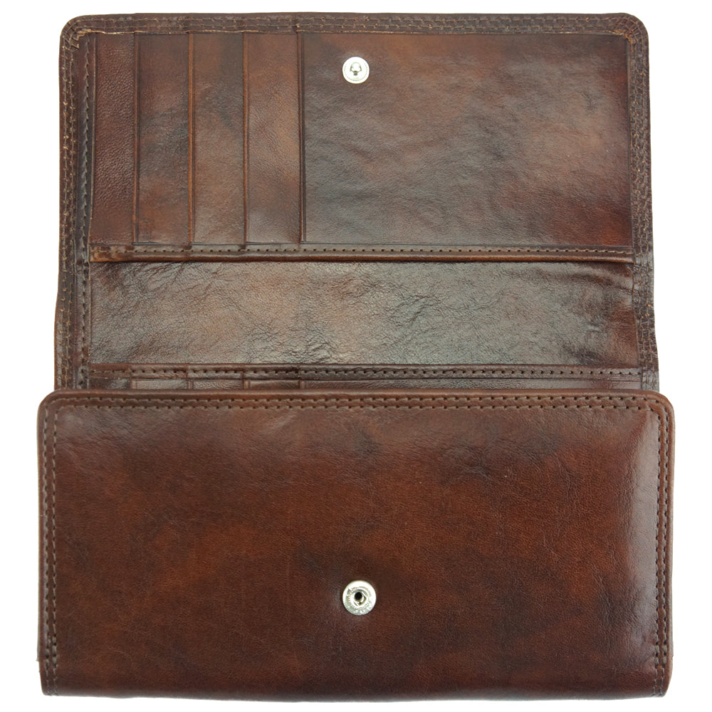 Aurora V leather wallet - Made In Italy