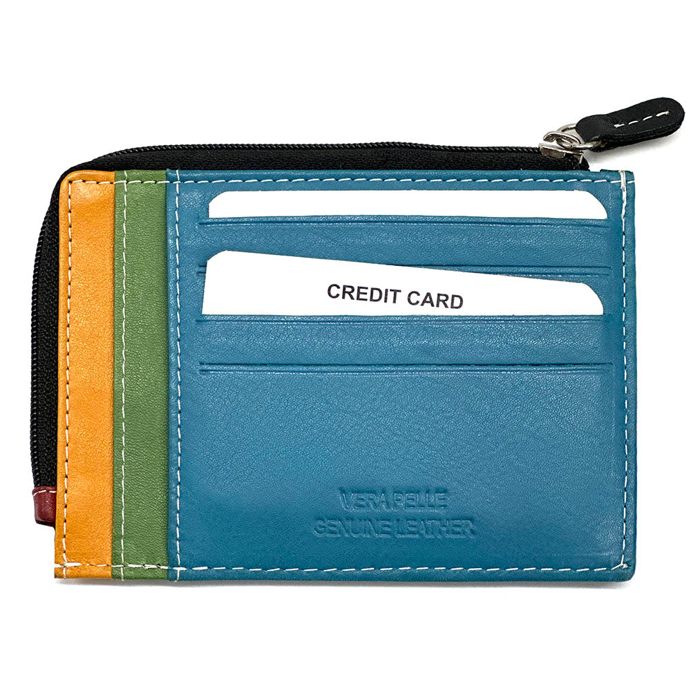 Swami Zip Cow Leather Card Holder - Made In Italy