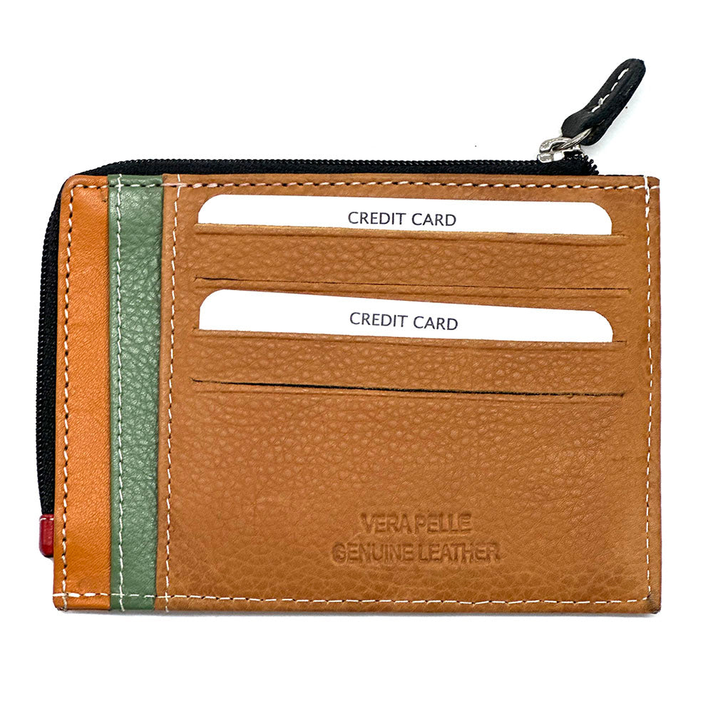 Swami Zip Cow Leather Card Holder - Made In Italy