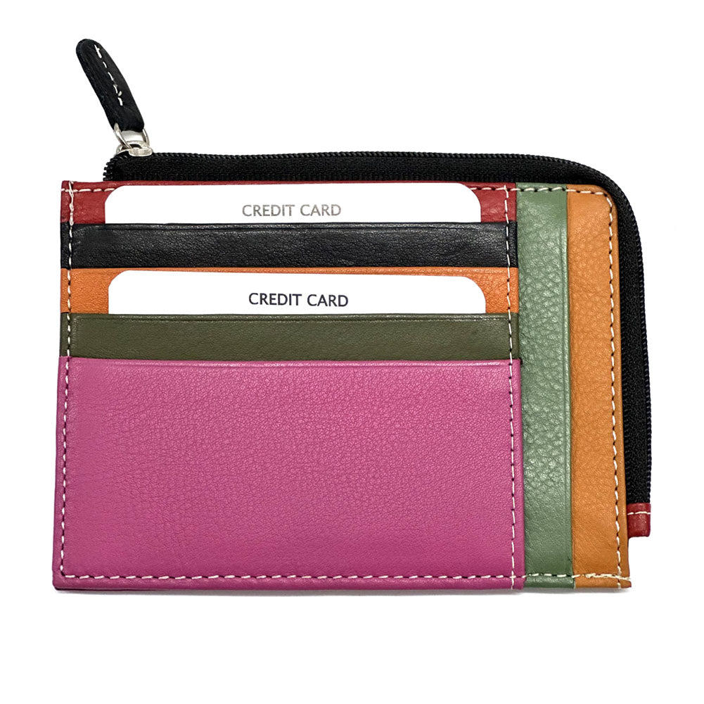 Swami Zip Cow Leather Card Holder - Made In Italy