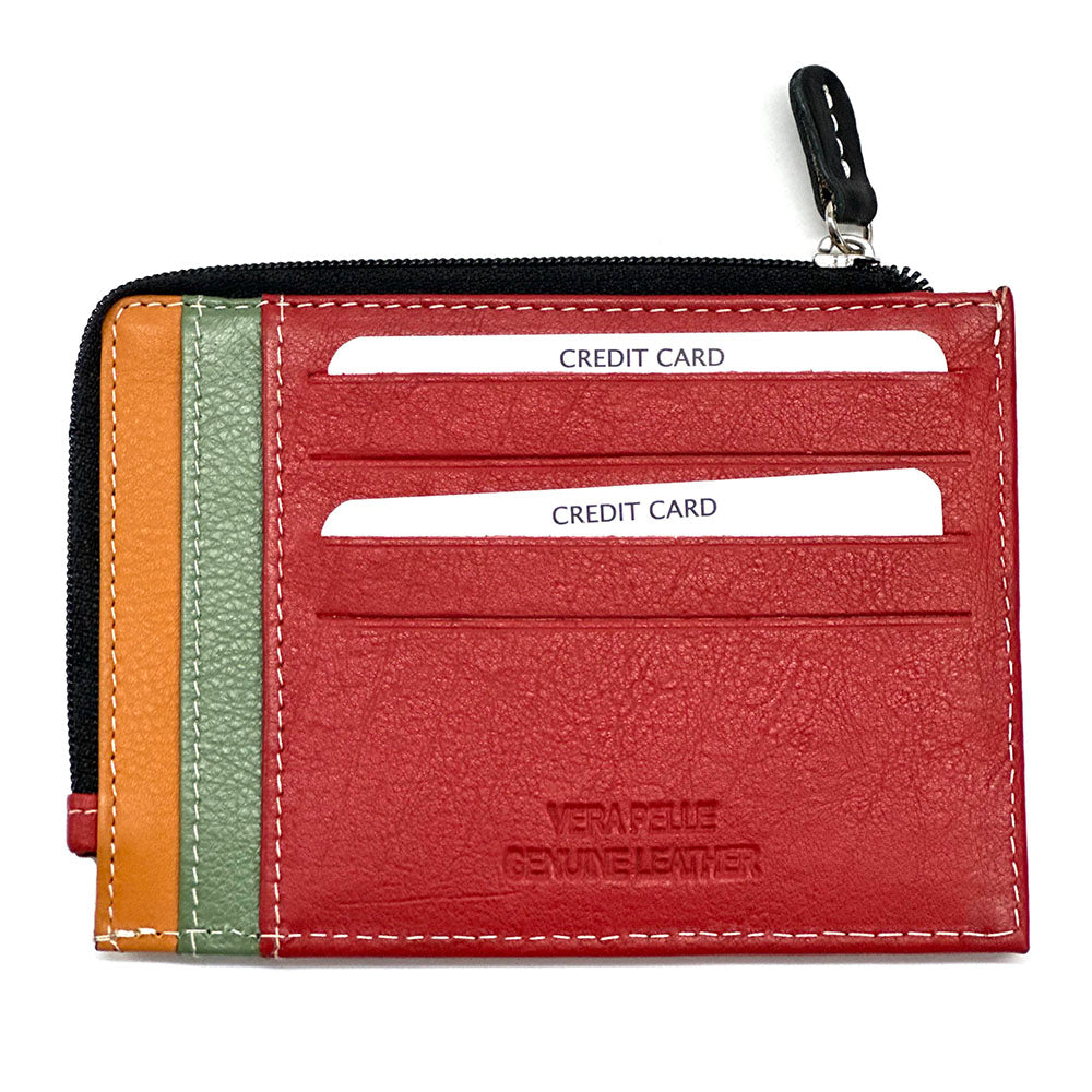 Swami Zip Cow Leather Card Holder - Made In Italy