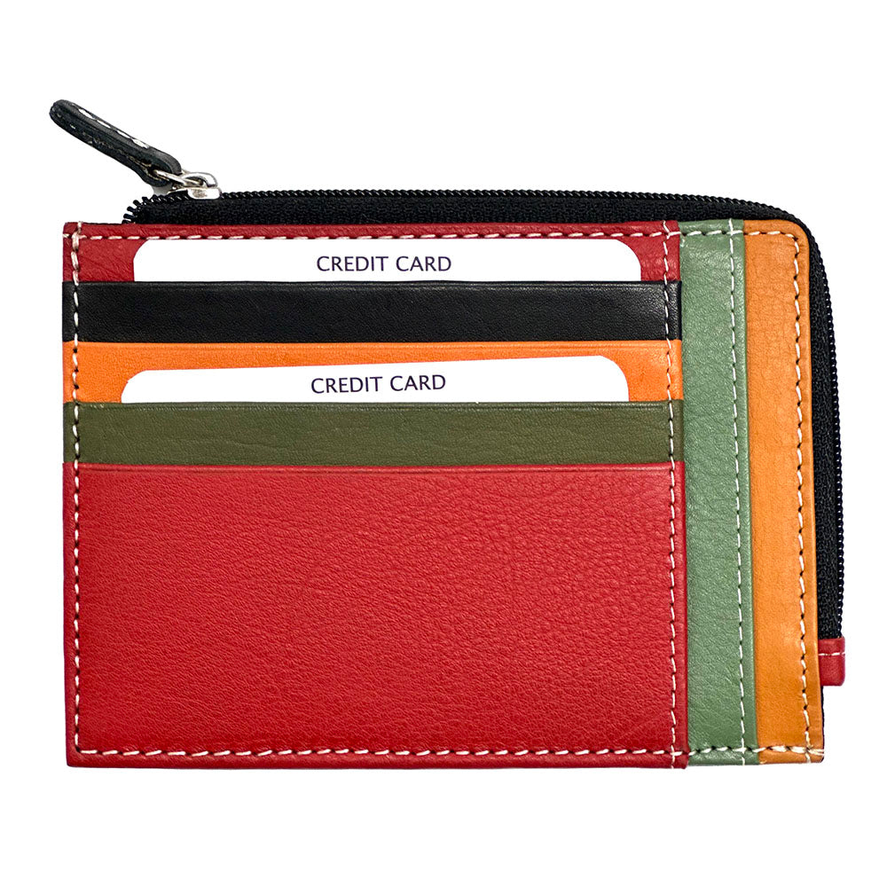 Swami Zip Cow Leather Card Holder - Made In Italy