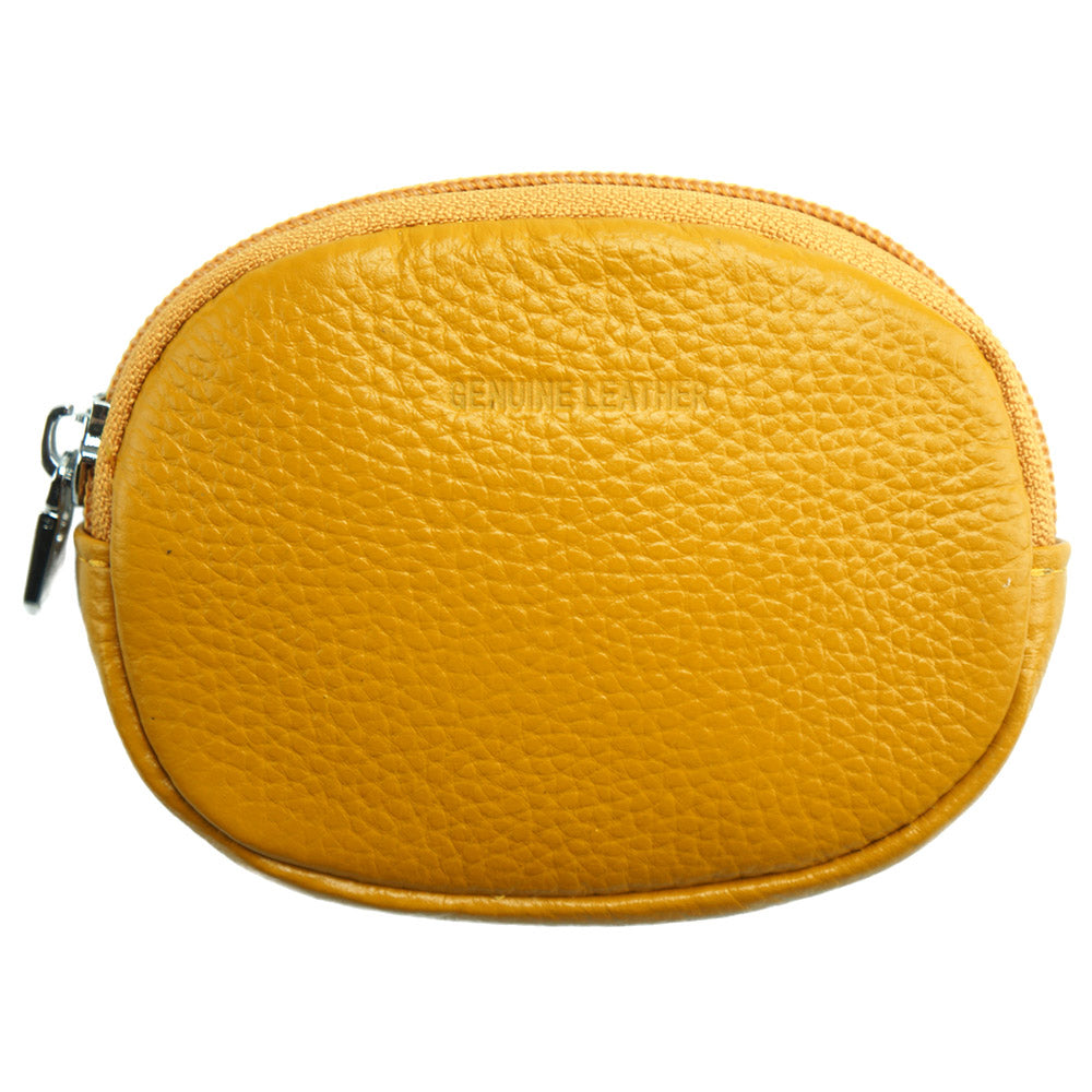 Aria Soft Cow Leather Coin Pouch with Zip - Made In Italy