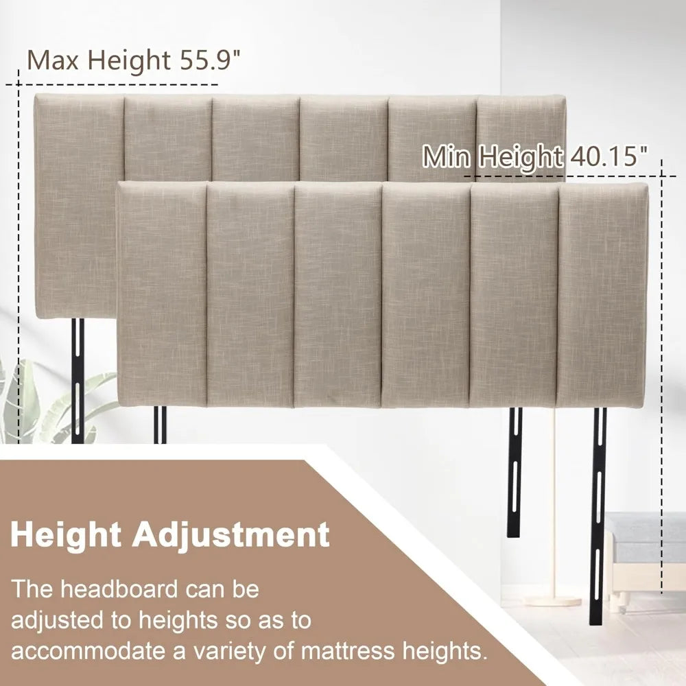 Upholstered Headboards Foldable Queen/Full Linen Panels with Height Adjustments