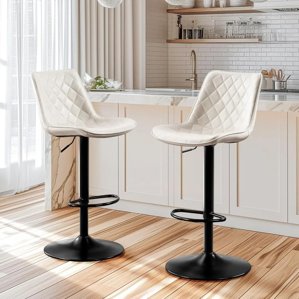 Modern Bar Stool Height Adjustable Scratch-Resistant Leather Bar Chair X-Large Base and Seat Bistro Stool,Kitchen Counter Chair