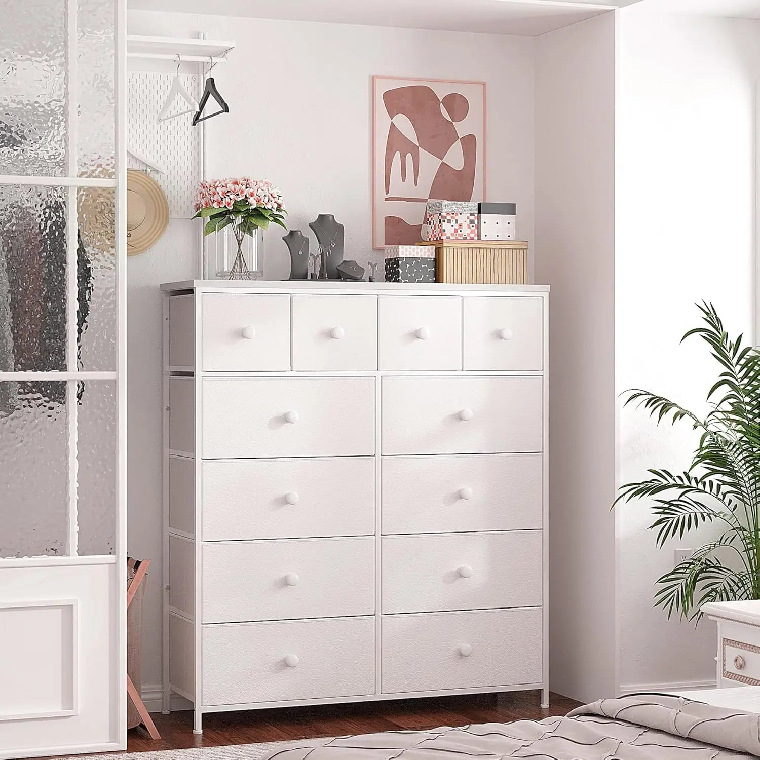 Dresser for Bedroom with 12 Drawers Dressers & Chest of Drawers with Wood Top, Metal Frame,Tall Dressers