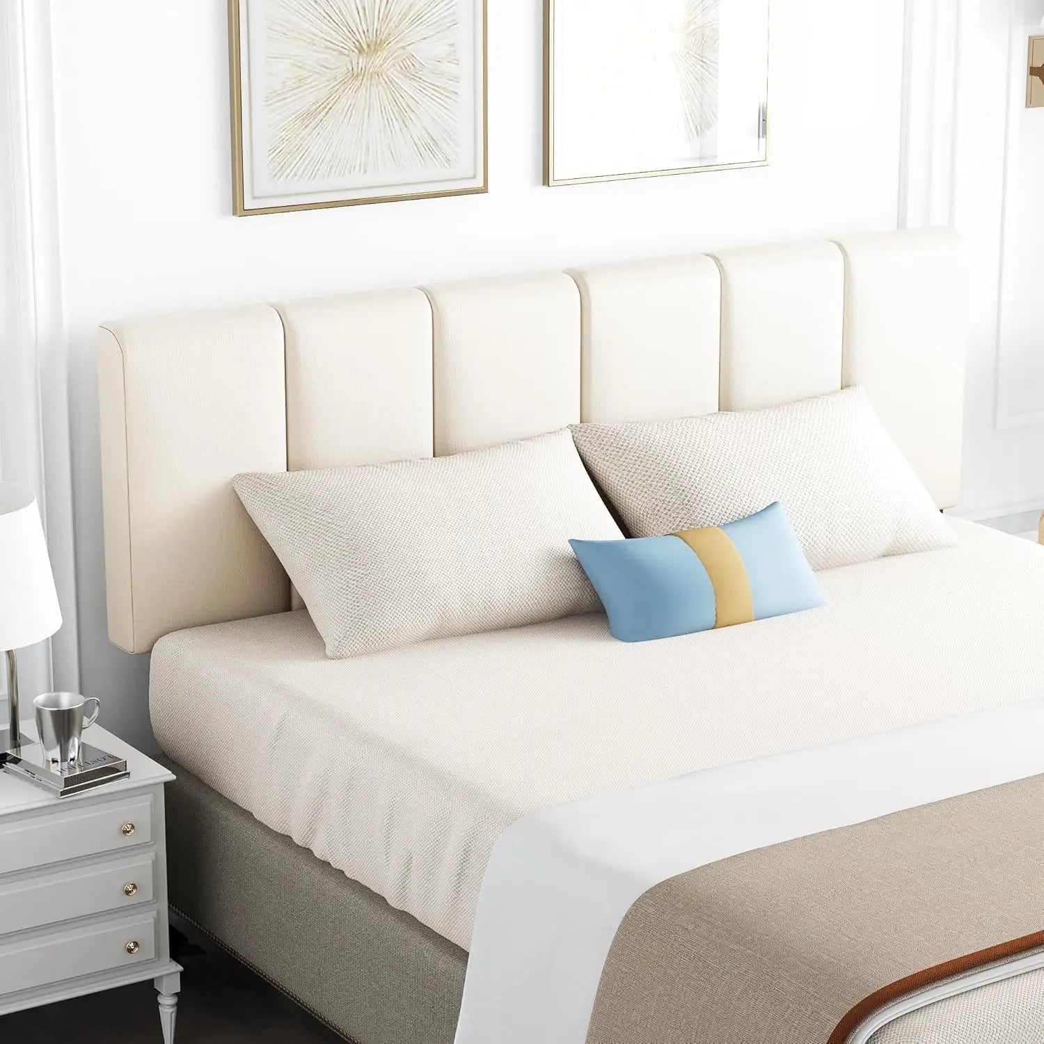 Upholstered Headboards Foldable Queen/Full Linen Panels with Height Adjustments