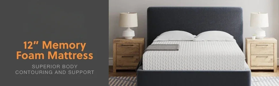 King Size Chime 12 Inch Medium Firm Memory Foam Mattress with Green Tea & Charcoal Gel for Pressure Relief