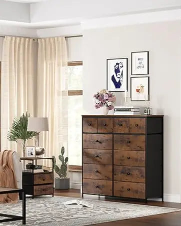 Dresser for Bedroom with 12 Drawers Dressers & Chest of Drawers with Wood Top, Metal Frame,Tall Dressers