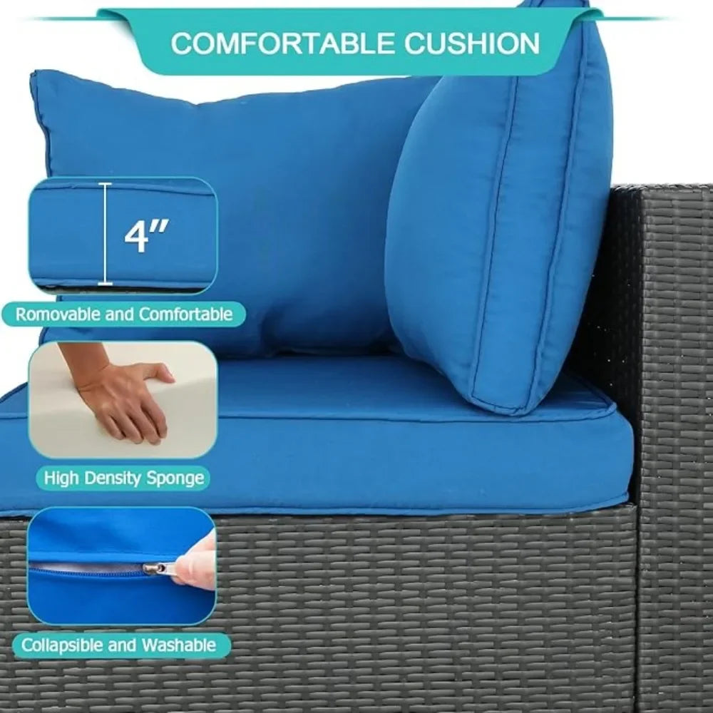 Outdoor Furniture - Patio Furniture Sets Outdoor Sectional PE Rattan Conversation Set with Cushions for Balcony Lawn
