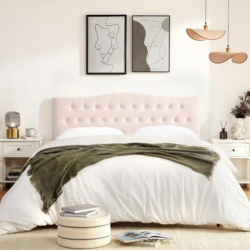 Tufted Upholstered Headboard Queen Size, Sturdy and Durable Solid Wood Bed headboard, Fabric Headboard Adjustable Height