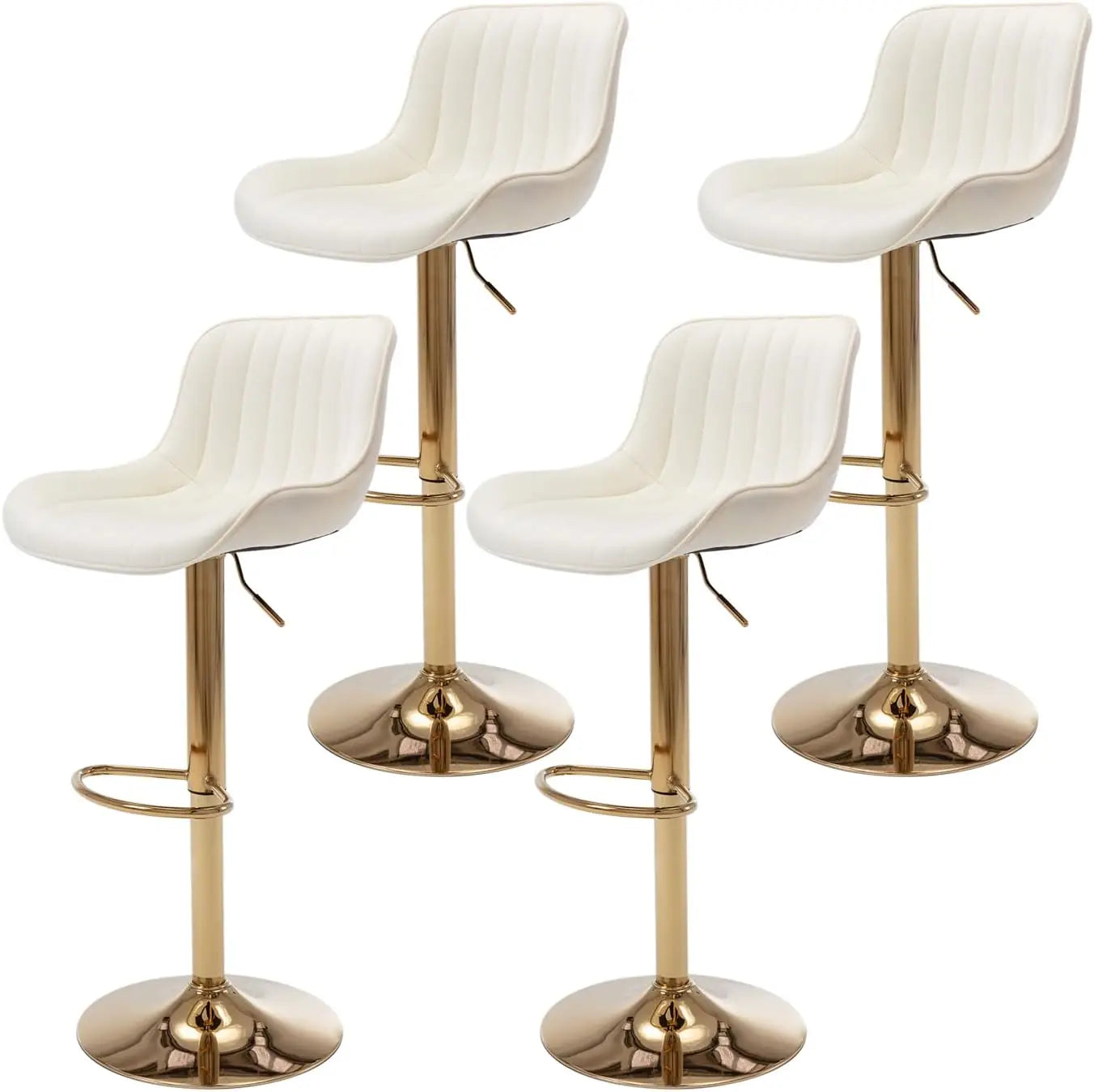 Adjustable Swivel Gold Bar Stools Set of 4, Counter Height with Backs, Modern Velvet Island Chairs for Kitchen Home Decor(Beige)