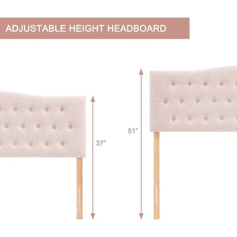 Tufted Upholstered Headboard Queen Size, Sturdy and Durable Solid Wood Bed headboard, Fabric Headboard Adjustable Height