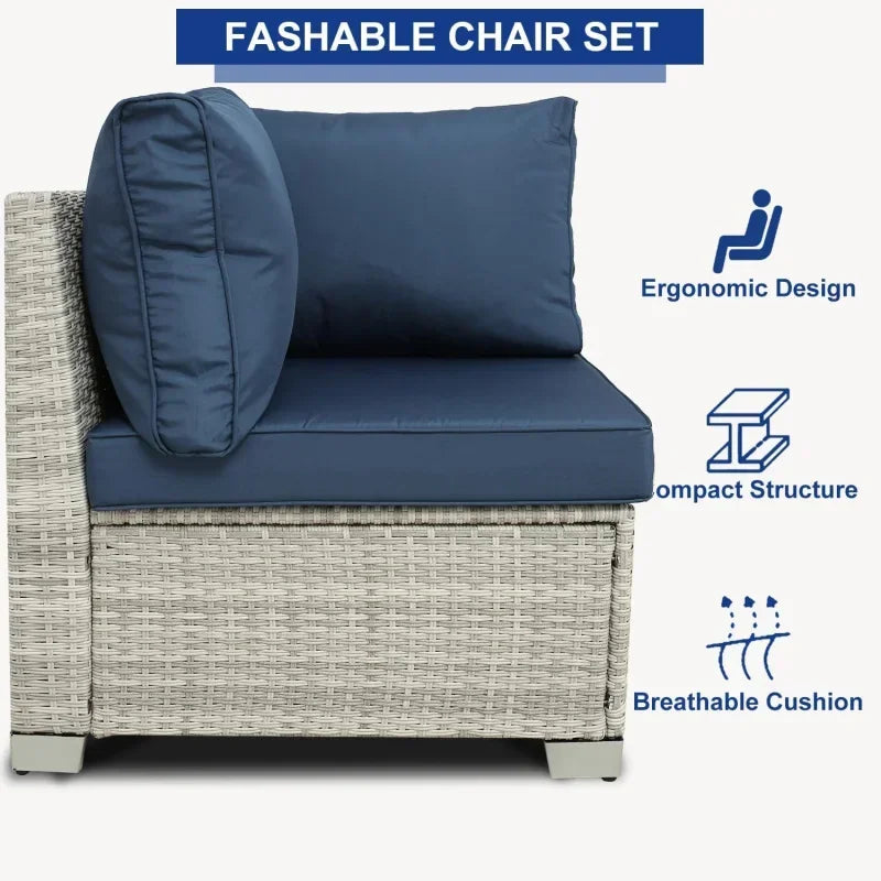 Qutdoor patio set balcony furniture PE rattan wicker outdoor sectional with washable cushion for garden, poolside