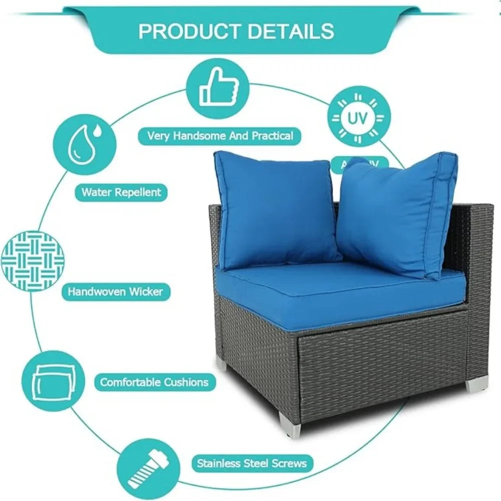 Outdoor Furniture - Patio Furniture Sets Outdoor Sectional PE Rattan Conversation Set with Cushions for Balcony Lawn