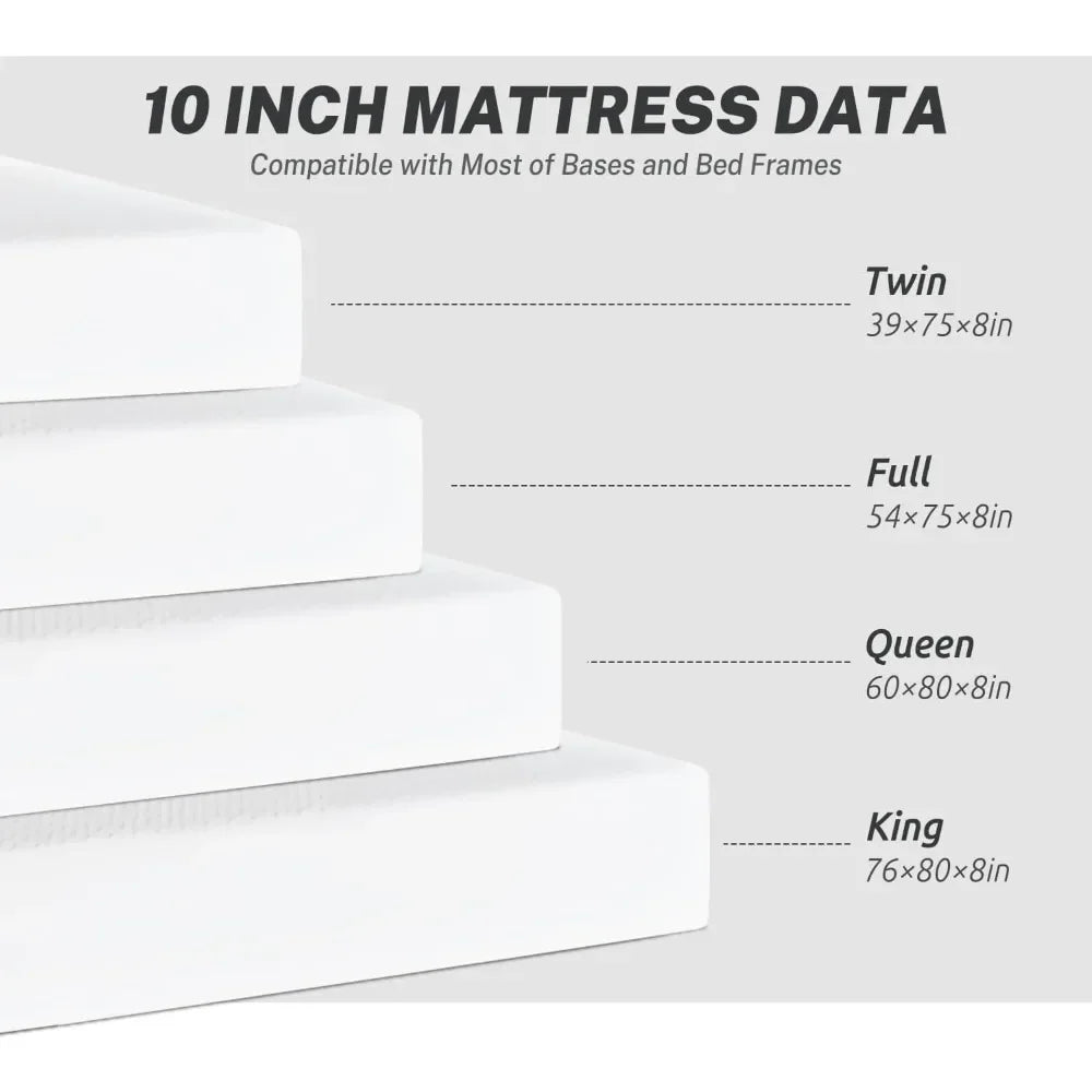 Mattress for Pressure Relief & Cooler Sleep, CertiPUR-US Certified, 10 Inch Medium-Firm Gel Memory Foam Full Size Mattress