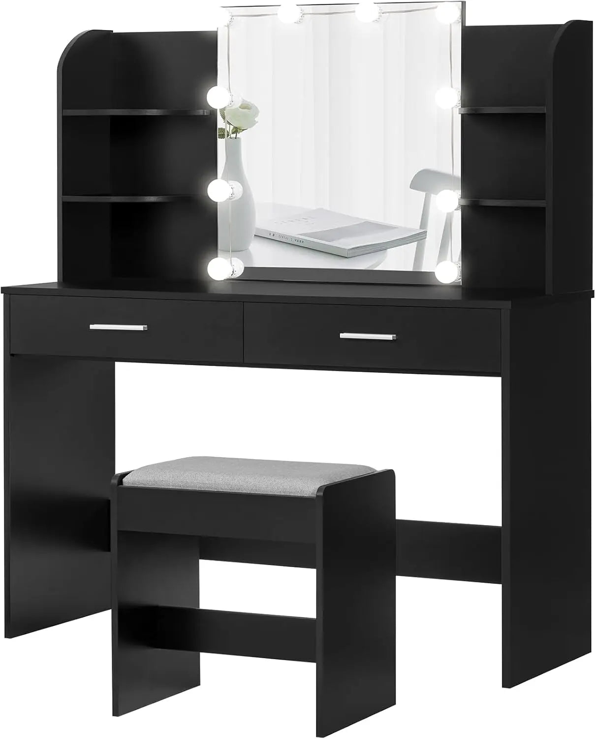Makeup Vanity with Mirror &10 LED Lights, Vanity Makeup Table Set with 2 Drawers