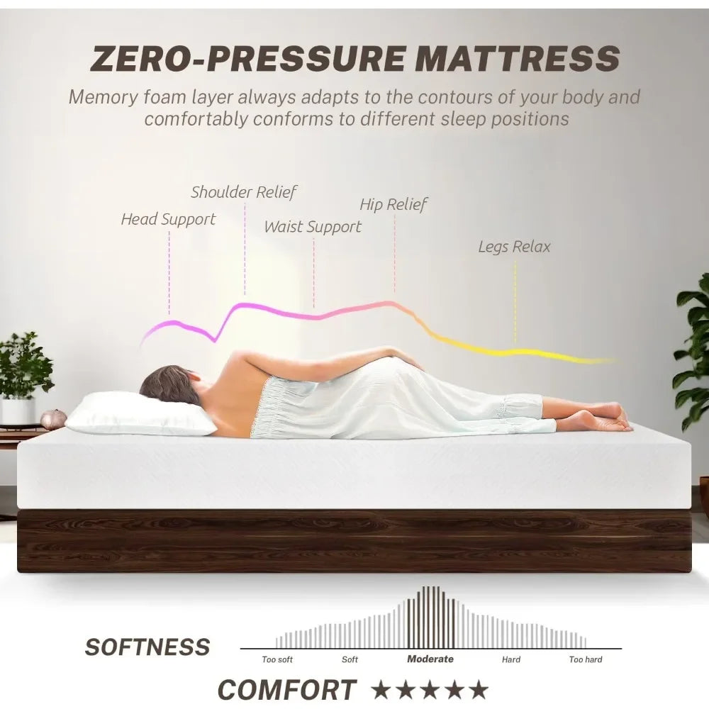 Mattress for Pressure Relief & Cooler Sleep, CertiPUR-US Certified, 10 Inch Medium-Firm Gel Memory Foam Full Size Mattress