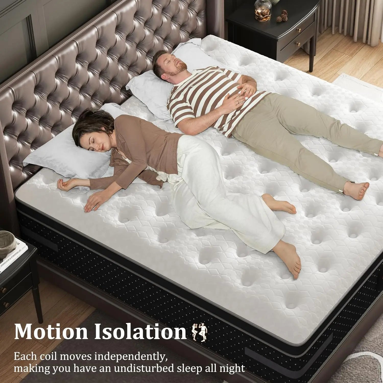 Queen Mattress Plush, 12 Inch Hybrid Mattresses with Extra Lumbar & Shoulder Support, Motion-Isolation Bed in a Box for Pain