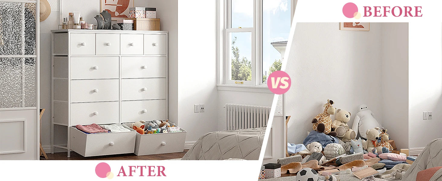 Dresser for Bedroom with 12 Drawers Dressers & Chest of Drawers with Wood Top, Metal Frame,Tall Dressers