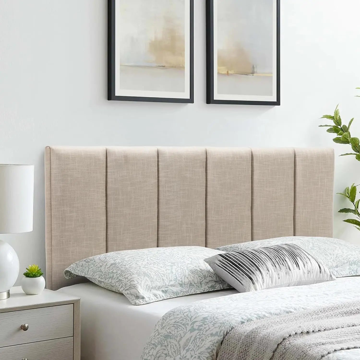 Upholstered Headboards Foldable Queen/Full Linen Panels with Height Adjustments