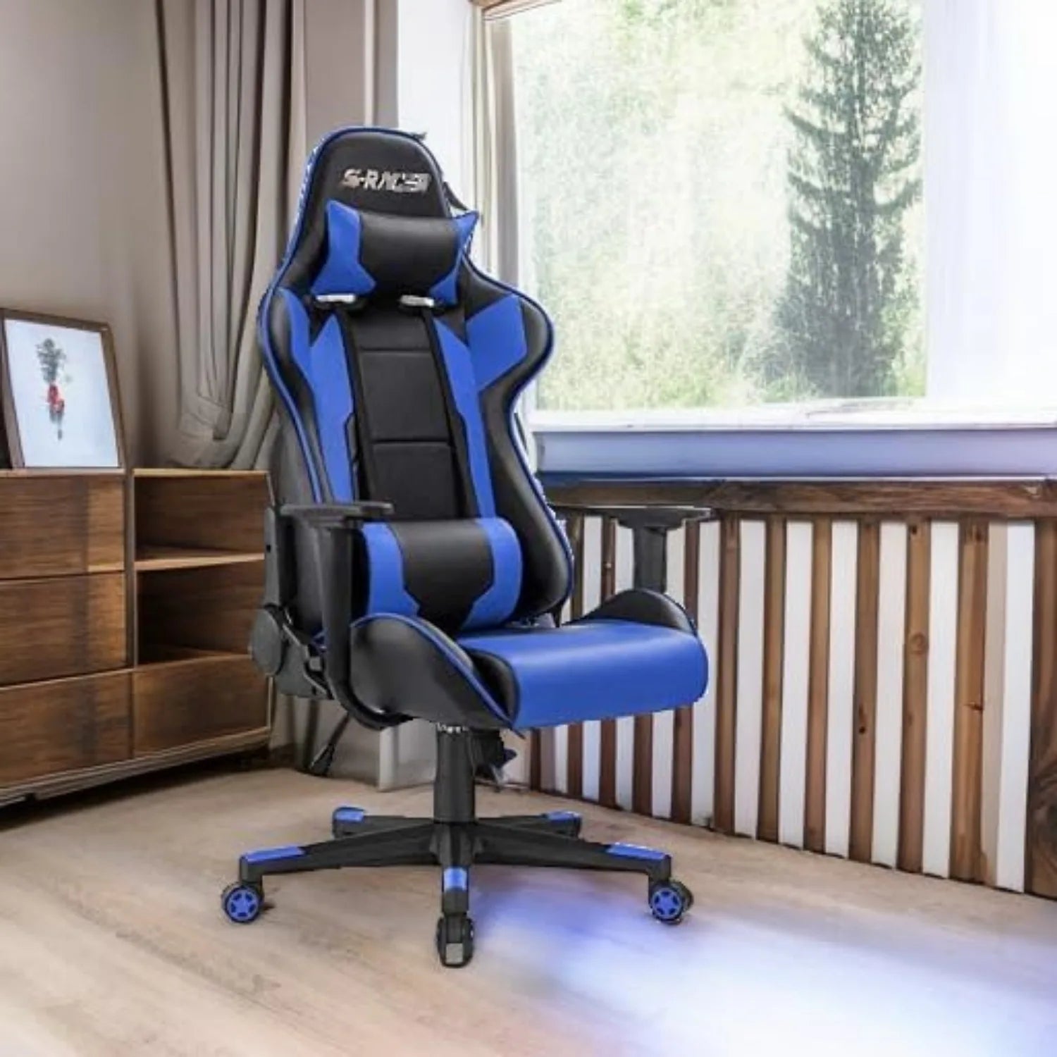Gaming Executive Ergonomic Adjustable Swivel Task Chair with Headrest and Lumbar Support,19.8"D x 20.5"W x 47.8"H