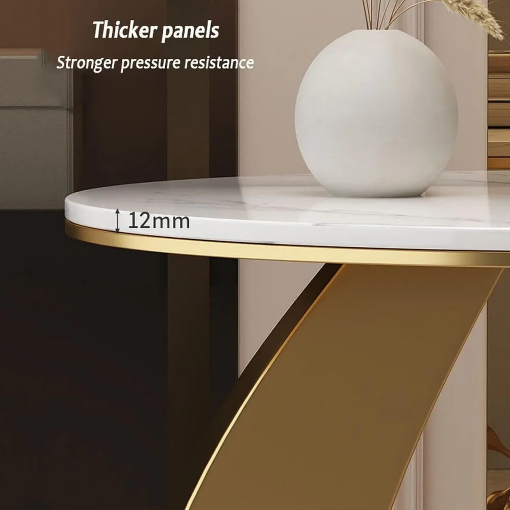 Round Marble End Table,2 Tiers Side Table with Storage Shelf,c Shaped Sofa Side Table,Small Coffee Table,Bedside Nightstand
