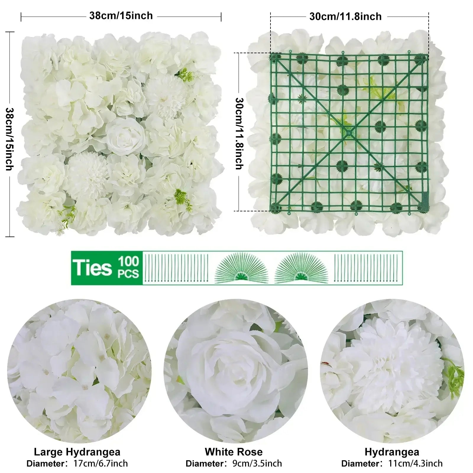 12PCS Artificial Flowers Roses Wall Panel 3D Flower Backdrop Faux Roses for Wall Party Wedding Bridal Shower Outdoor Decoration