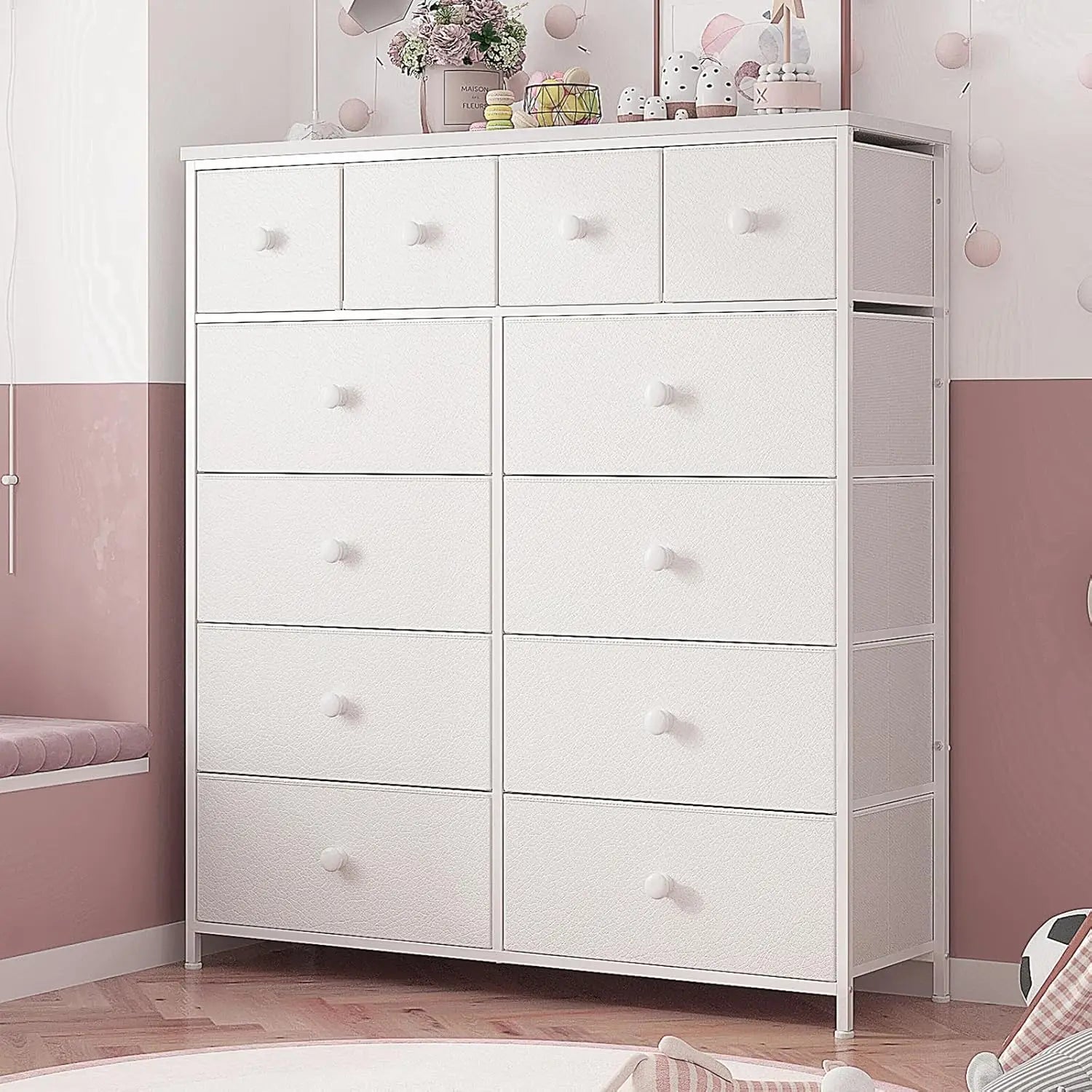 Dresser for Bedroom with 12 Drawers Dressers & Chest of Drawers with Wood Top, Metal Frame,Tall Dressers
