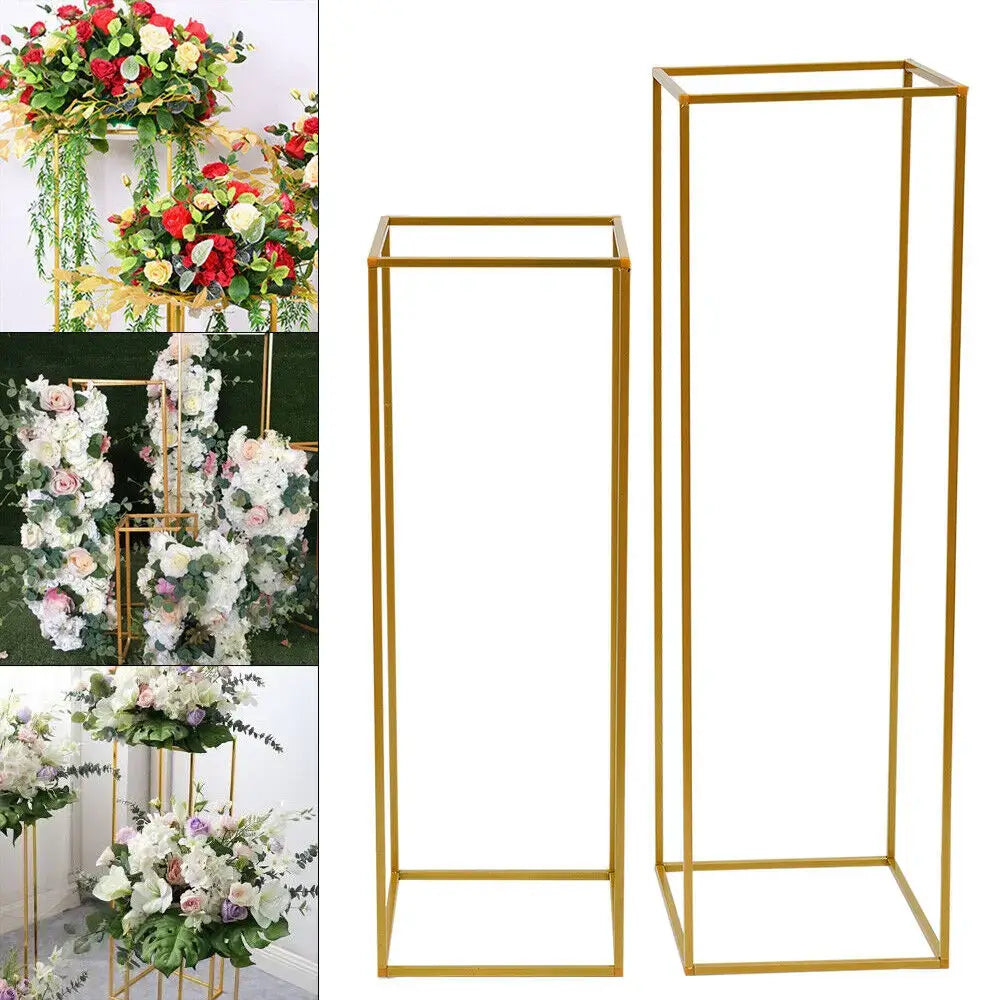 2Pcs Metal Floral Decor Vase Floor Column Stand Road Lead Wedding Supply