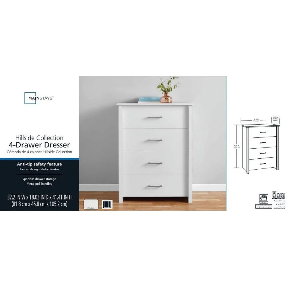 Hillside 4-Drawer Dresser, Charcoal Finish