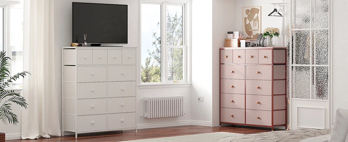 Dresser for Bedroom with 12 Drawers Dressers & Chest of Drawers with Wood Top, Metal Frame,Tall Dressers