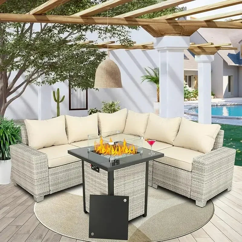 Qutdoor patio set balcony furniture PE rattan wicker outdoor sectional with washable cushion for garden, poolside